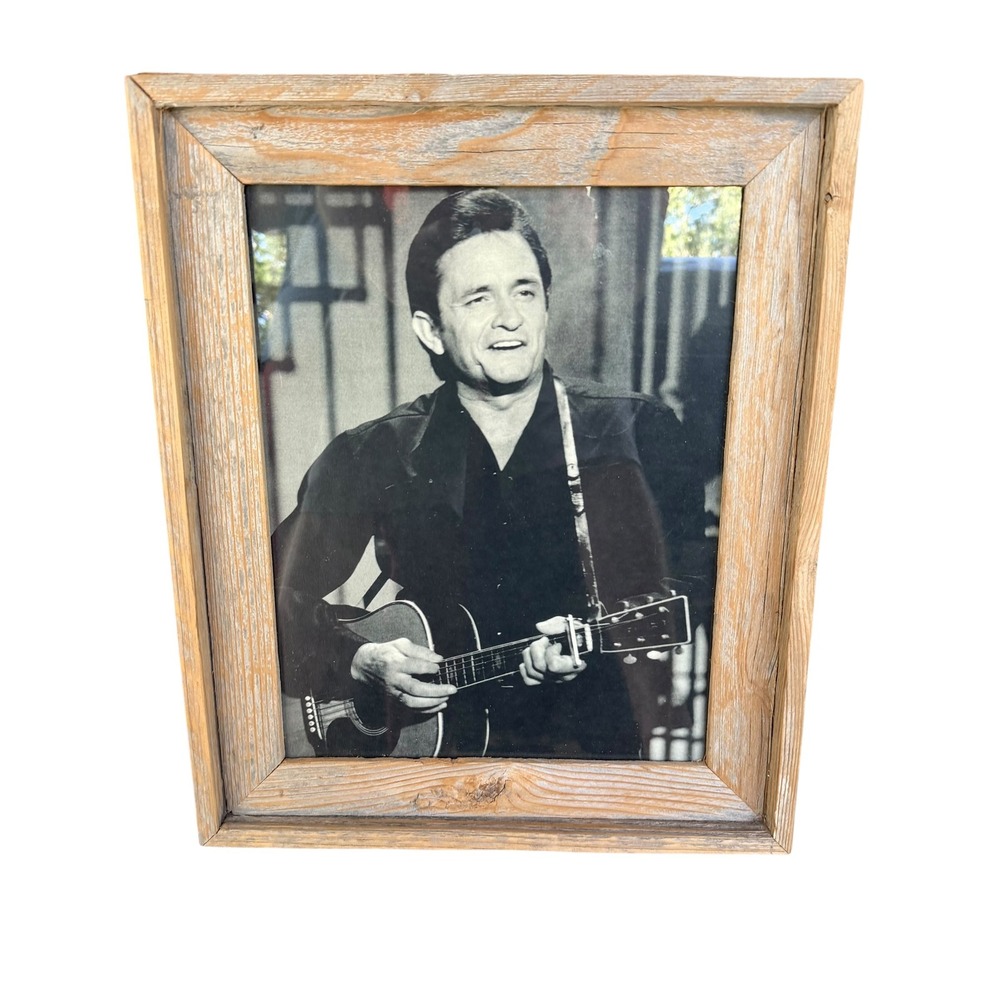 Johnny‎ Cash Framed Black and White Portrait Country Music Wall Art 15x17.5